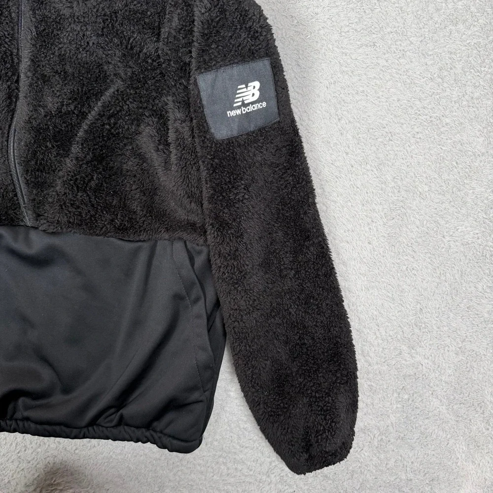 New Balance Mens Black Sherpa Fleece Half Zip Pullover‎ Hybrid Jacket Large